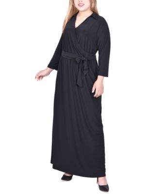 NY Collection Plus Size Faux-Wrap Maxi ...